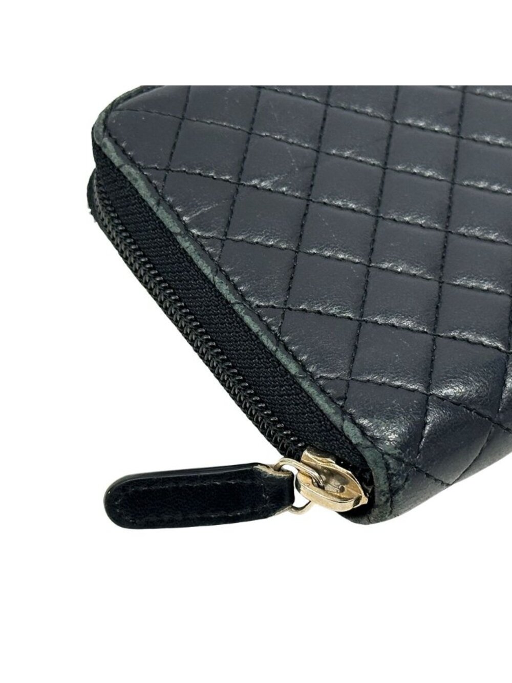 Chanel Wallet Micro Quilted Lambskin Black Gold Zip Around - Picture 7 of 15